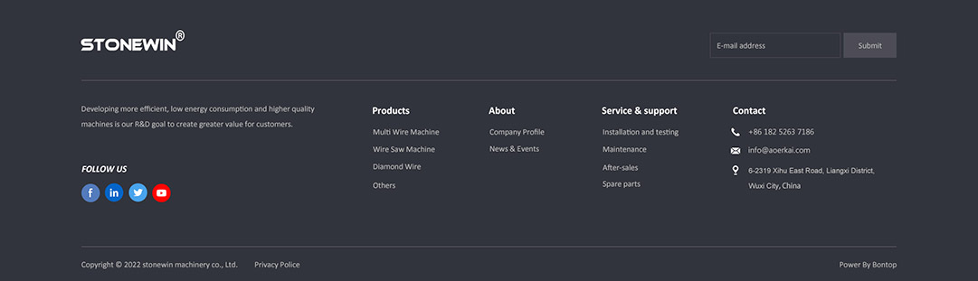 福建寧德眾源機(jī)械外貿(mào)網(wǎng)站底部版權(quán)設(shè)計(jì)
